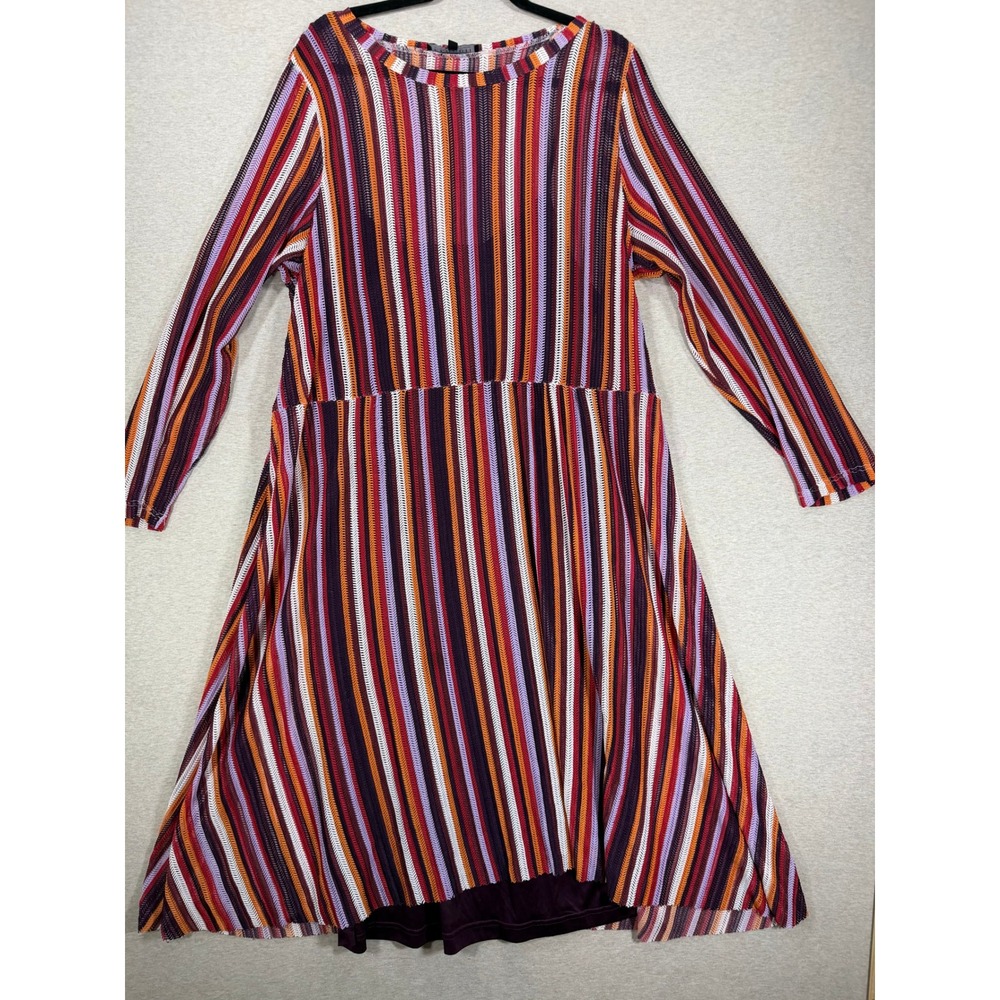 Eloquii Midi Dress Womens 20 Multicolor‎ Excellent Long Sleeve Stripe Knit